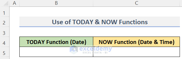 Apply Excel TODAY Function to Insert Current Date
