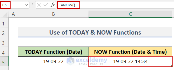 Insert Both Date & Time in Excel Using NOW Function