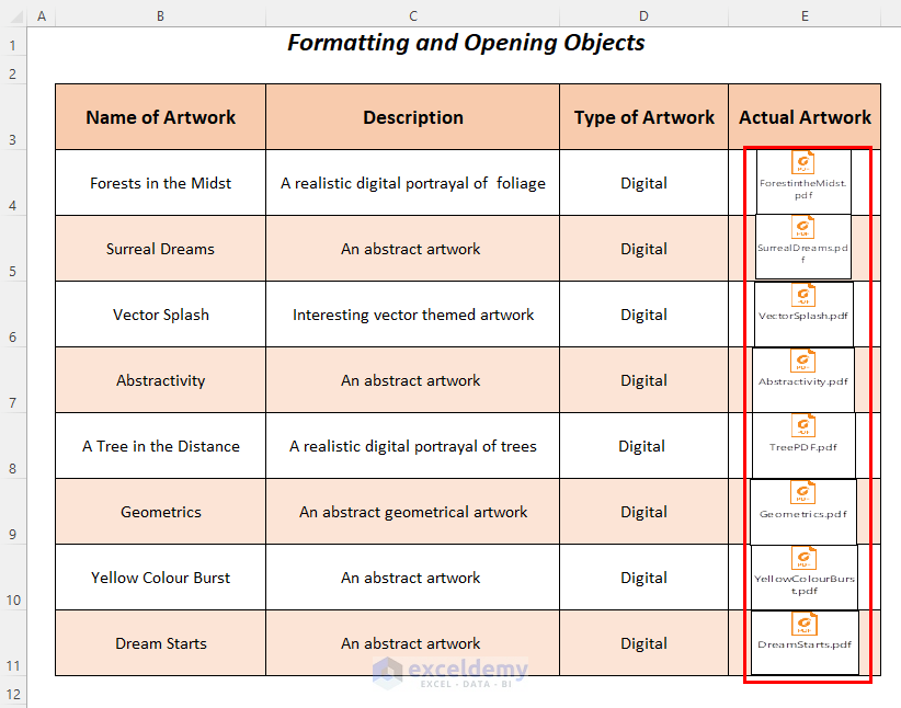 Excel Graphical Object Tool Tutorial How to Use Excel Objects to Create an Art Portfolio - ExcelDemy