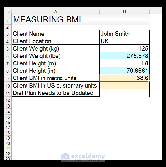 How To Use The Convert Function In Excel And Creating A Bmi