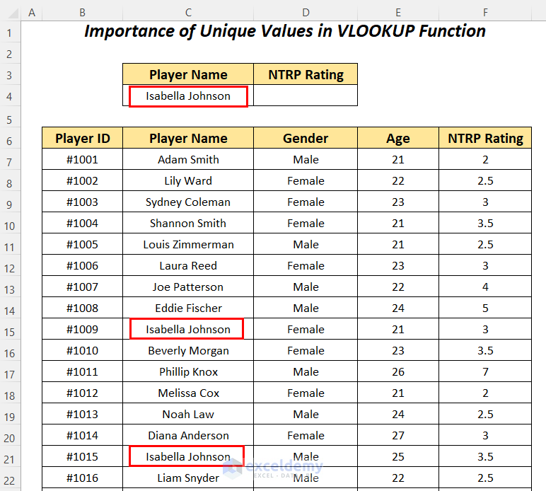 Importance of Unique Values in Excel DGET vs VLOOKUP Functions