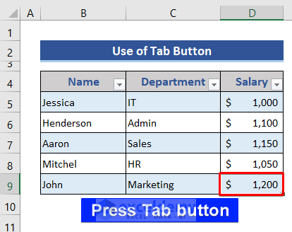 Use Tab button to insert new rows