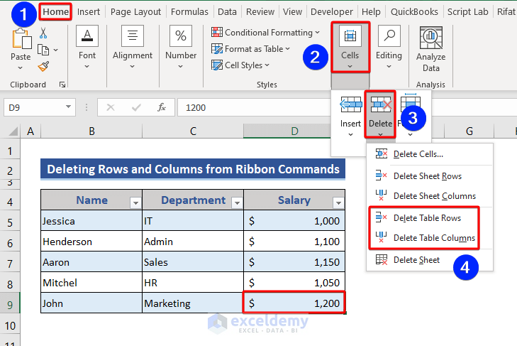 Delete options from the ribbon commands