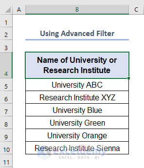Using Advanced Filter to Get Unique Value in Excel