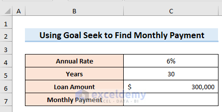 Dataset to Use Goal Seek to Find an Input Value in Excel