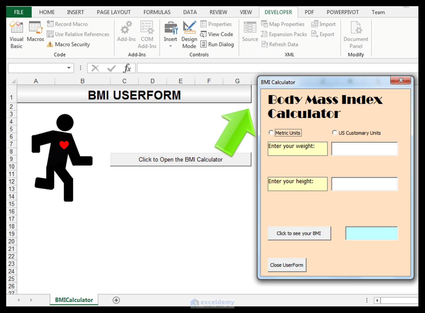 How To Create A Body Mass Index Bmi Calculator In Excel Using