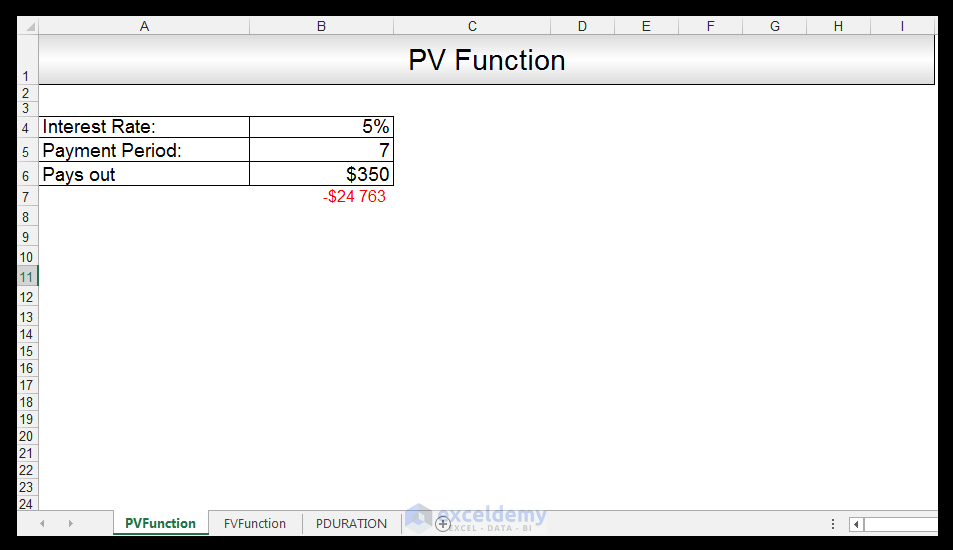 PV Function in Excel Image 3