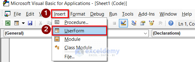 Selecting UserForm to Create a Body Mass Index Calculator in Excel Using VBA