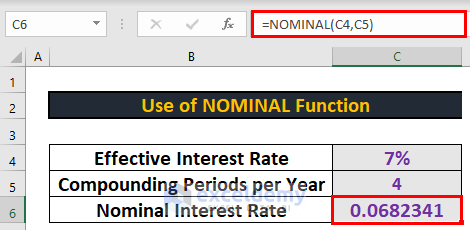 nominal interest rate in excel 