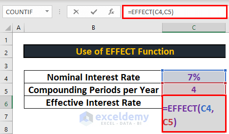 EFFECT Function effective interest rate in excel 
