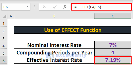 EFFECT Function effective interest rate in excel 