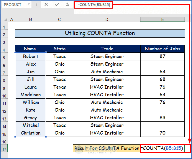  Utilizing COUNTA Function to Count Cell Texts in Excel