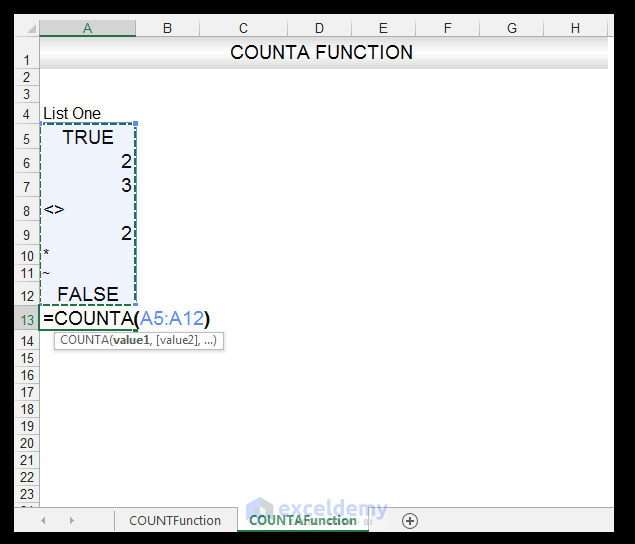 Excel CountA Function Image 2