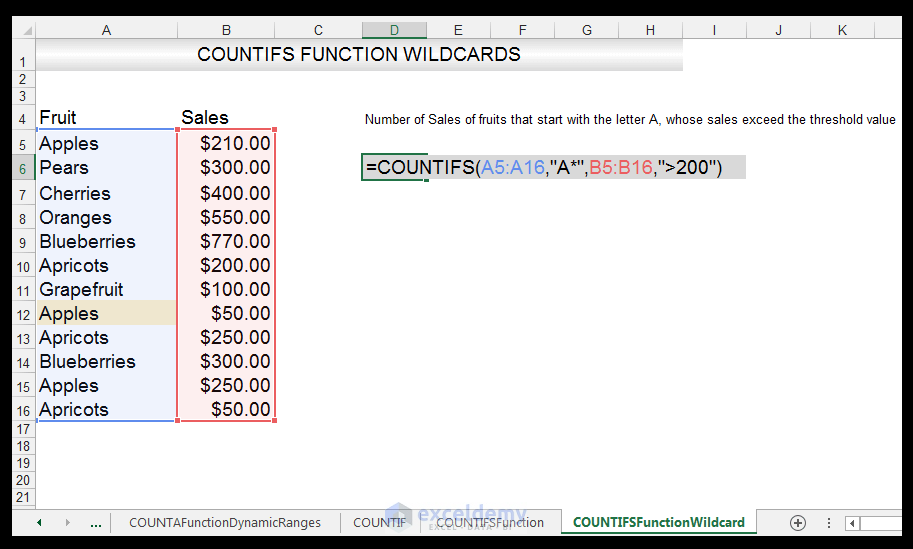 Excel COUNTIFS Function Image 4