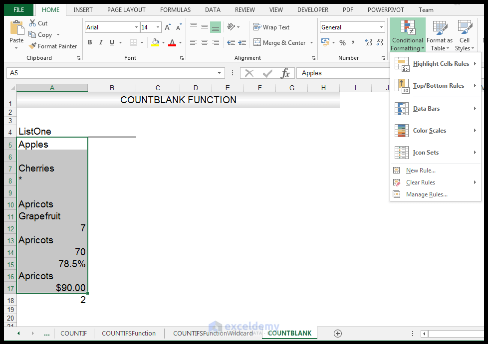 Excel COUNTBLANK Function Image 9