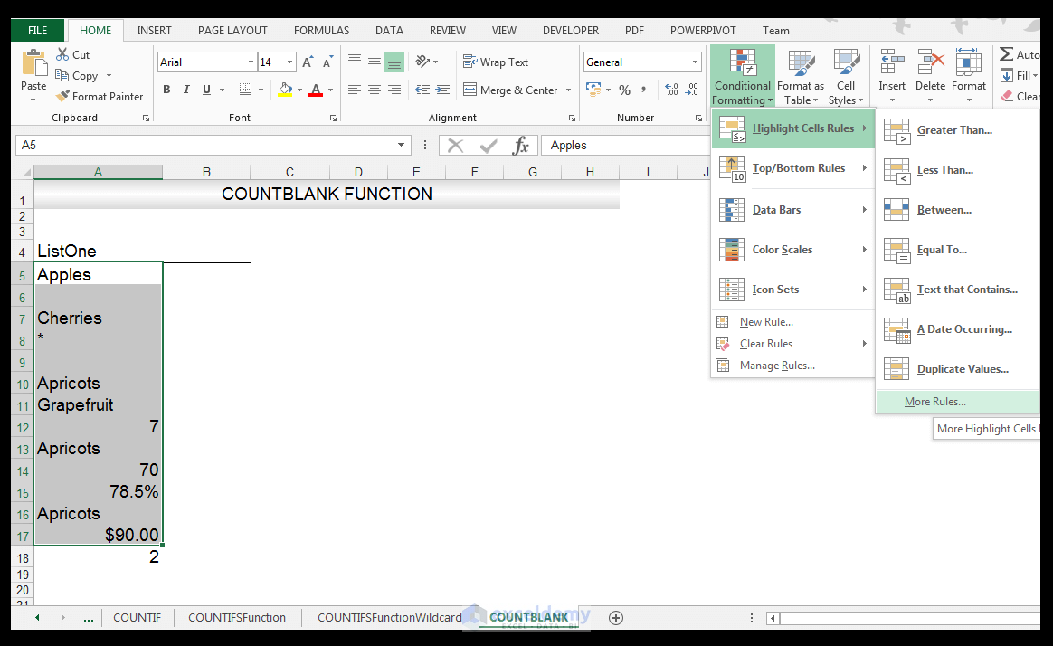 Excel COUNTBLANK Function Image 10