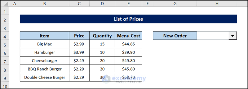 combo box in excel form controls