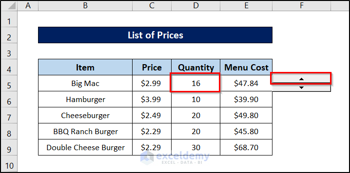 excel form controls spin box value going up