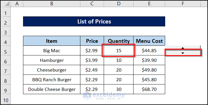 excel form controls spin box value going down