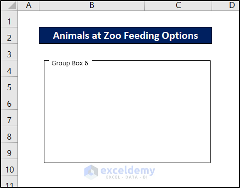group box excel form controls inserted