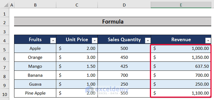 using formula in the table to describe excel table vs range