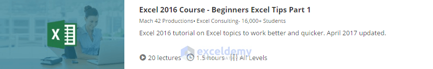 7. Excel 2016 Course