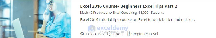8. Excel 2016 Course
