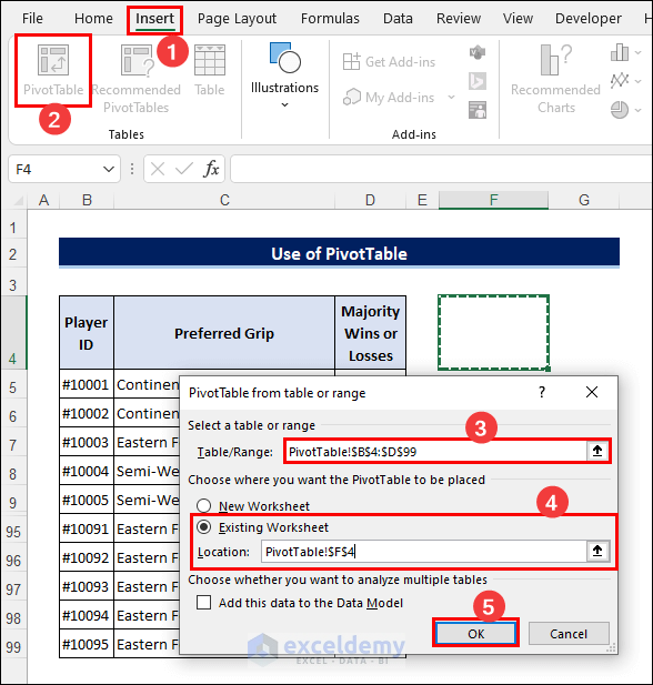 Create a PivotTable in Excel