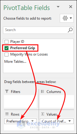 Use PivotTable Selection Pane to add fields