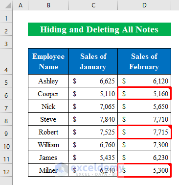 Hide and Delete All Notes for Creating and Editing Comments in Excel