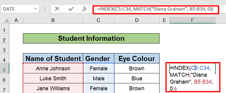 use Index and match function in excel vba
