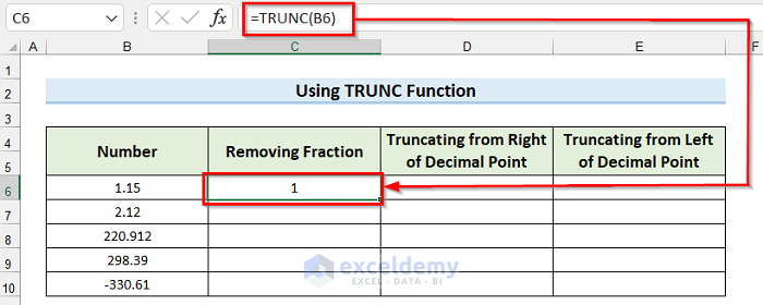 TRUNC Function From All Types of Round Functions in Excel