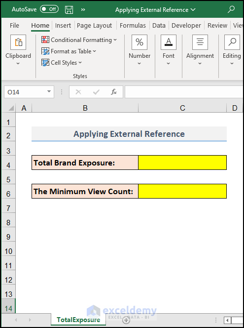 Applying External Reference in Excel