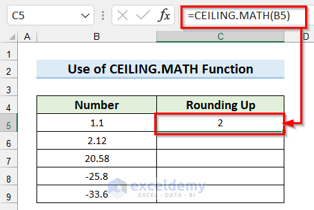 CEILING.MATH function from All Types of Round Function
