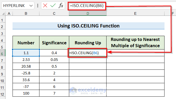 Using ISO.CEILING Function