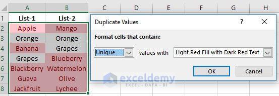 Compare Two Columns in Excel For Differences