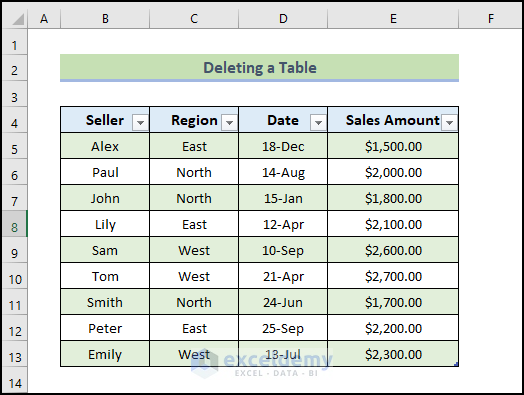 delete a table to Reference a Table with Excel VBA 