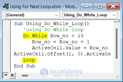 Code using Do While Loop to insert values in cell range