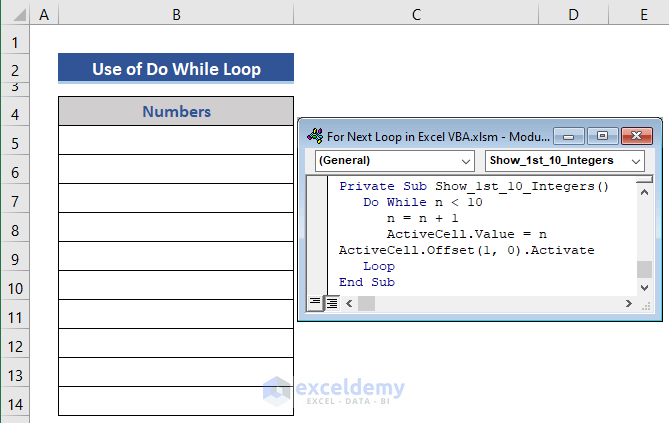 Use of VBA DO While loop in Excel