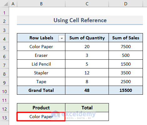 Use Excel Cell Reference to Apply GETPIVOTDATA