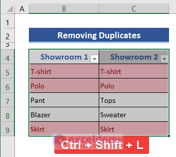 Enable filter in Excel