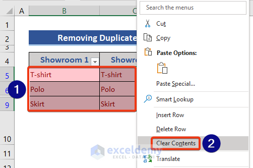 Compare Two Columns in Excel and Remove Duplicates