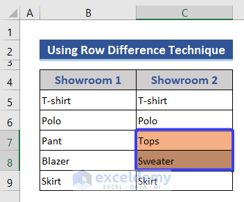 Change Color of different data cells after comparing two columns in Excel