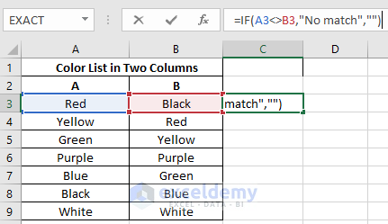 Excel formula to compare two columns and return a value