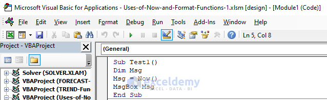 Useful Excel Functions: VBA Now Function