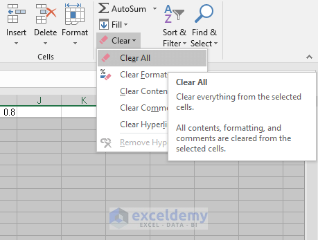 Clearing blank cells in excel