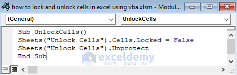Unlock Cells in Excel Using VBA