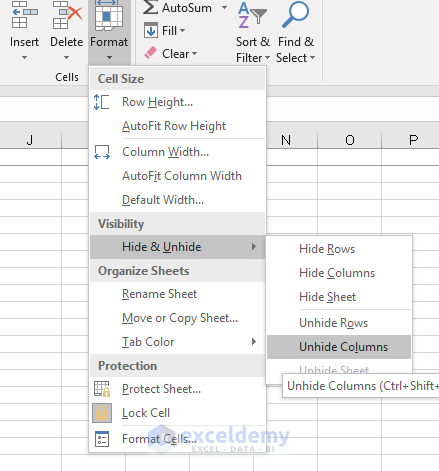 Check and delete unnecessary hidden cells to reduce excel file size