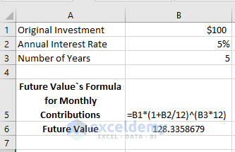 monthly compound interest formula excel