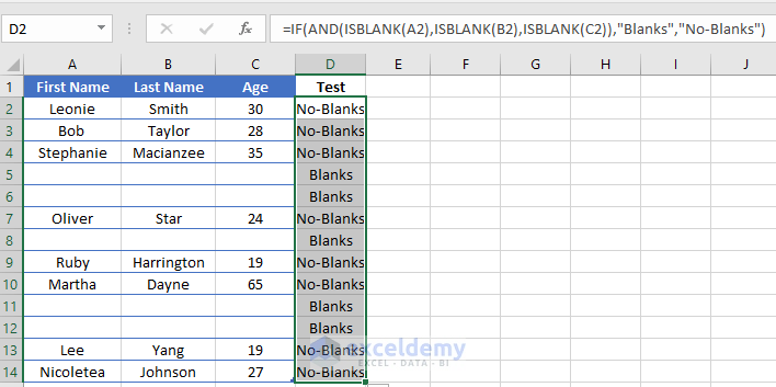 Using formula in Excel to Delete Blank Rows